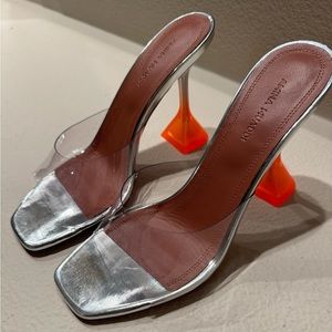 Amina Muaddi Lupita Glass Slipper Orange ombré NIB